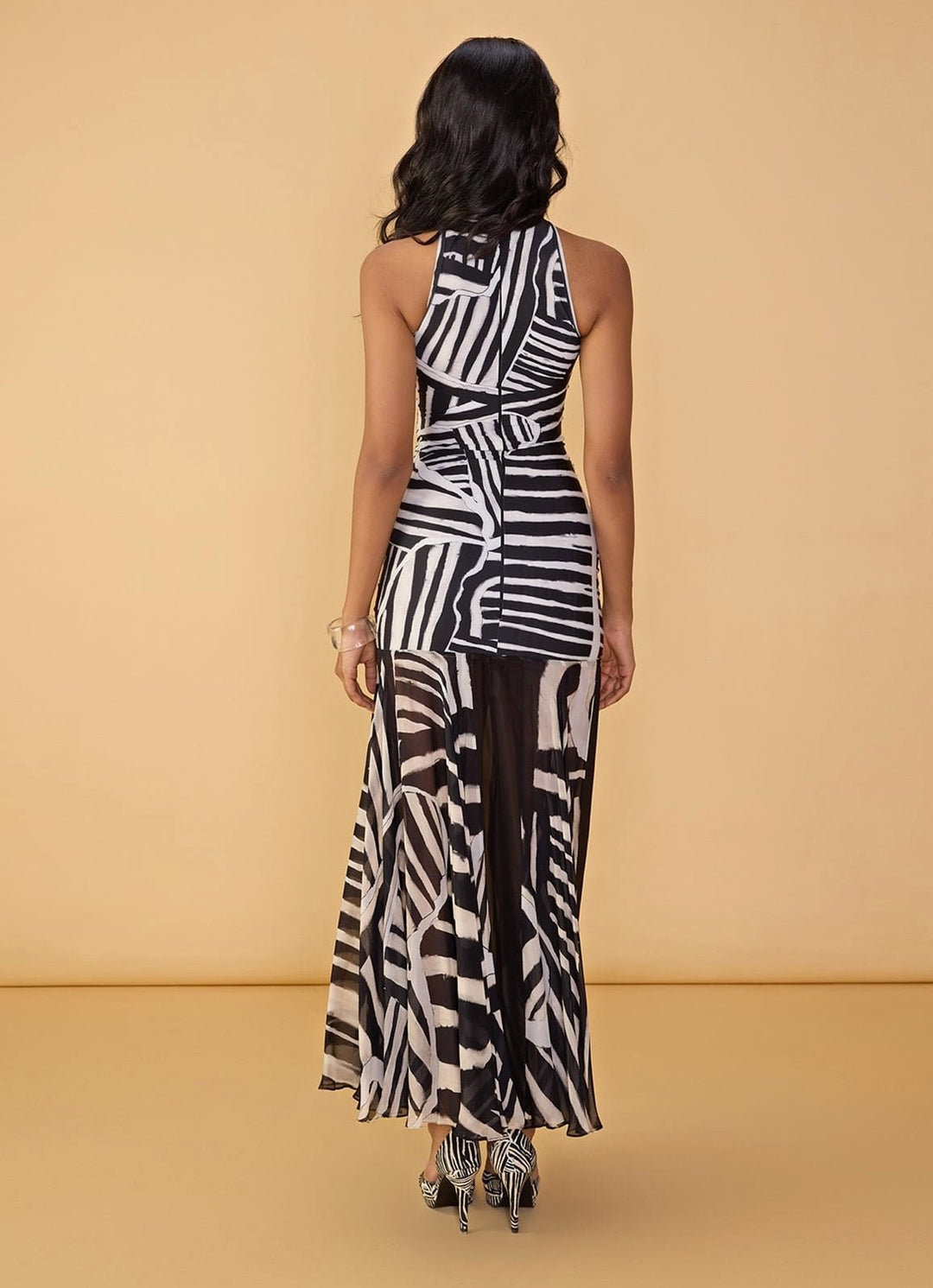 Black & White Printed Maxi Dress Saaksha & Kinni - Fabilicious Fashion