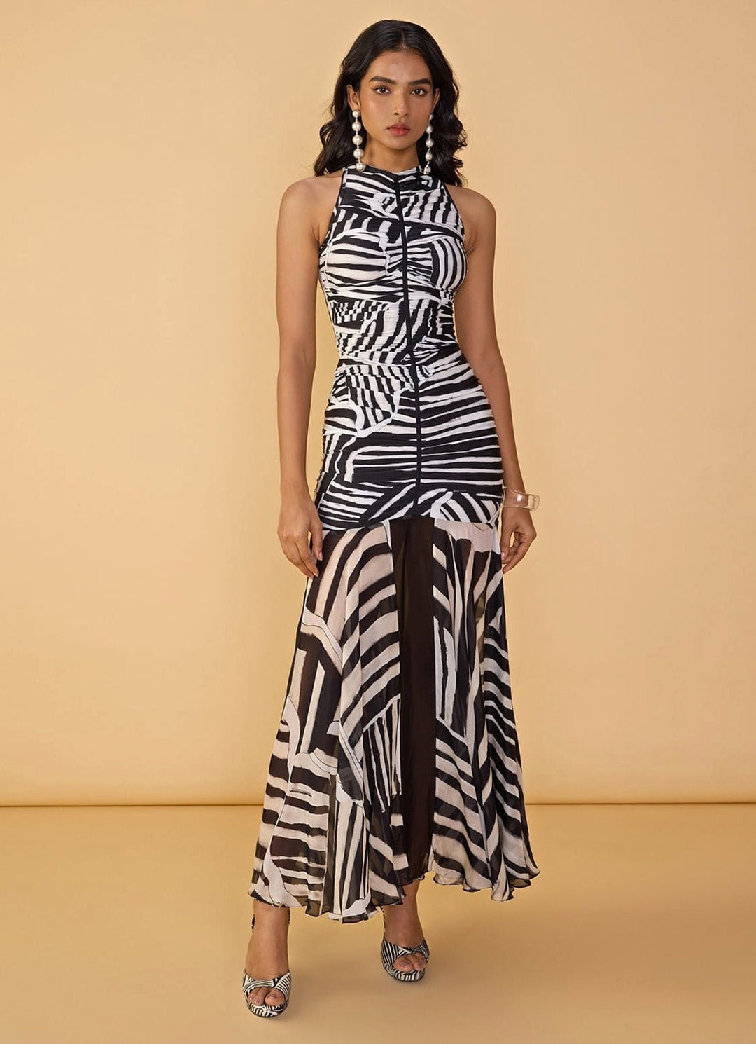 Black & White Printed Maxi Dress Saaksha & Kinni - Fabilicious Fashion