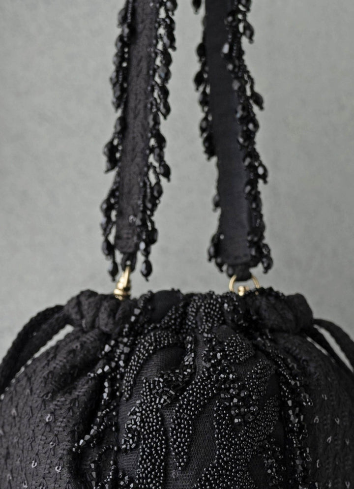 Black Woven Bucket Bag AMYRA - Fabilicious Fashion