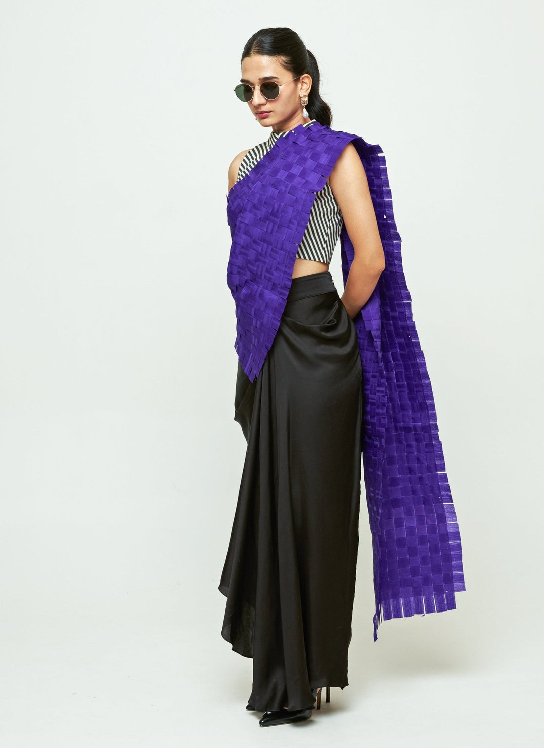 Sobariko Blue And Black Organza Concept Saree SetFabilicious Fashion