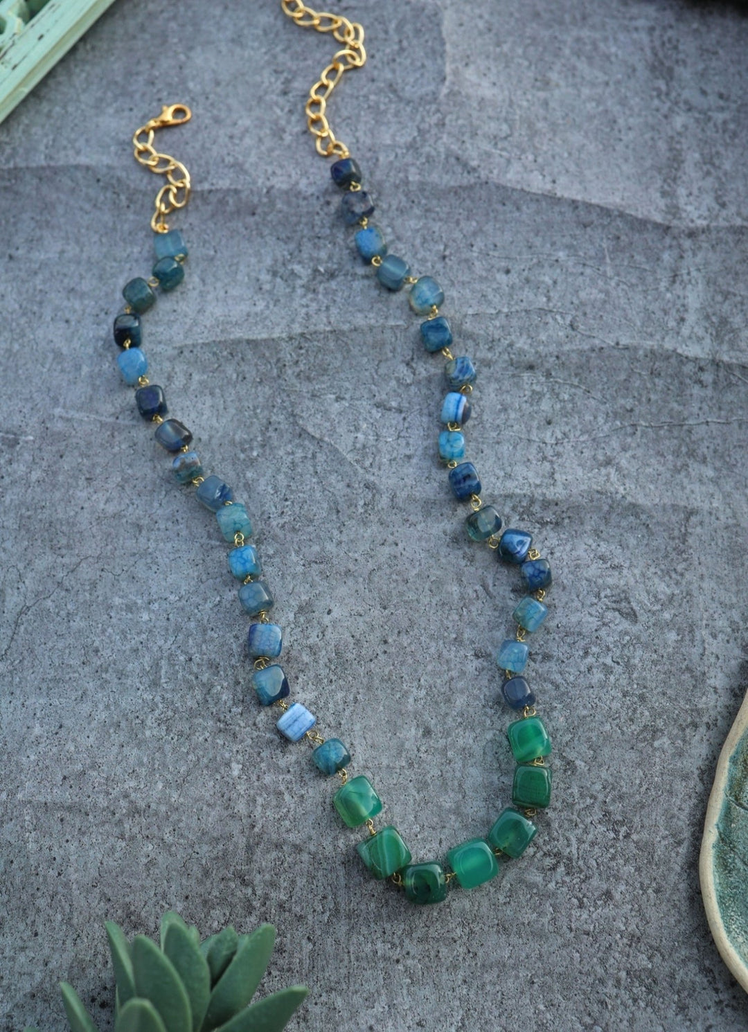 Do Taara Blue And Green Stone NecklaceFabilicious Fashion
