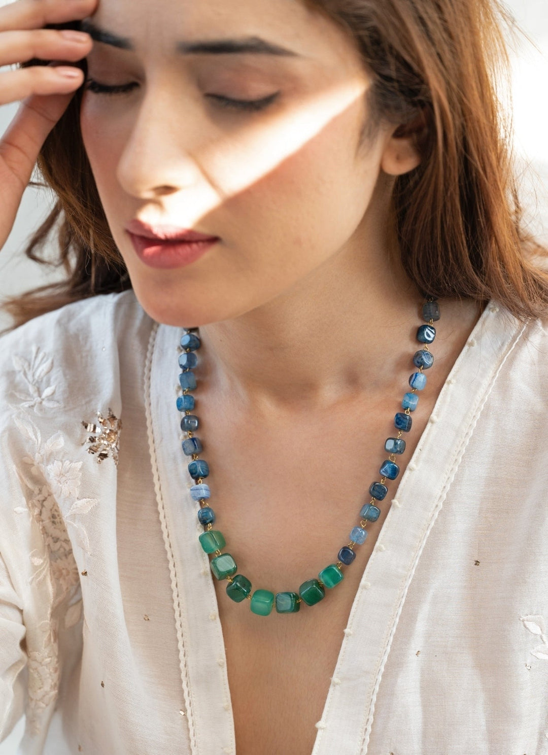 Do Taara Blue And Green Stone NecklaceFabilicious Fashion