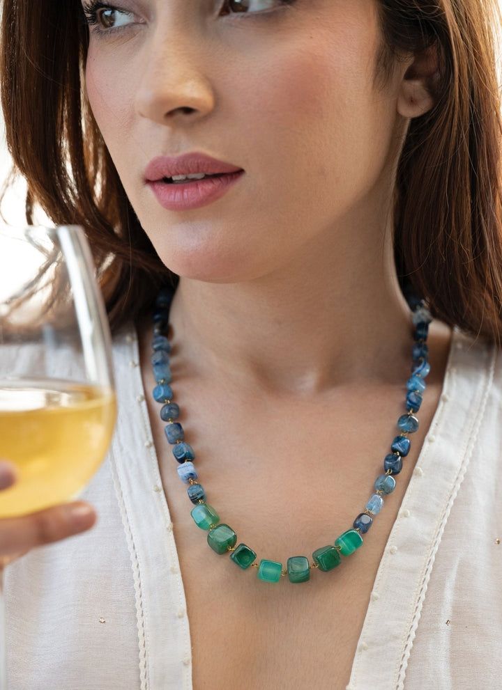 Do Taara Blue And Green Stone NecklaceFabilicious Fashion