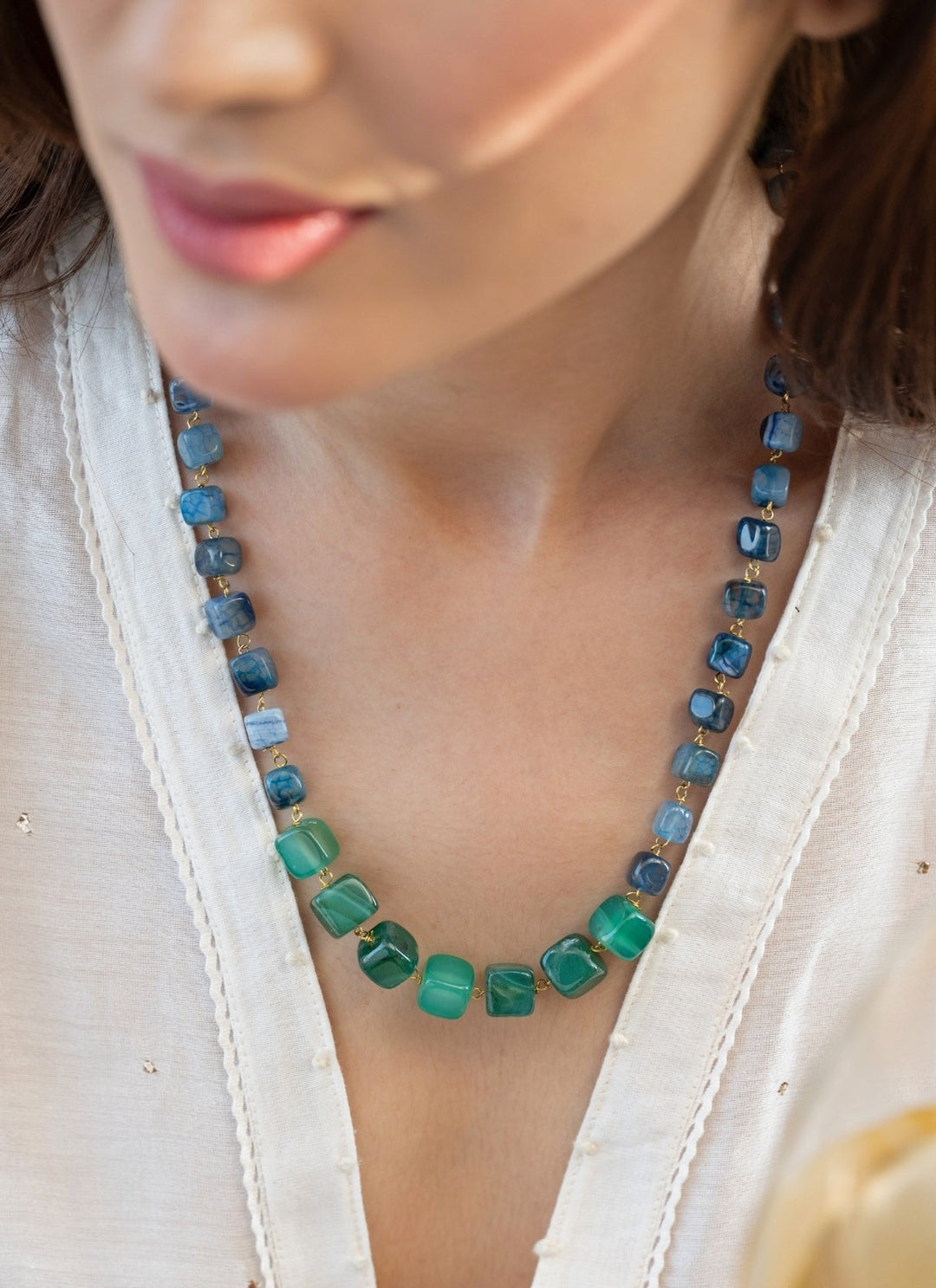 Do Taara Blue And Green Stone NecklaceFabilicious Fashion