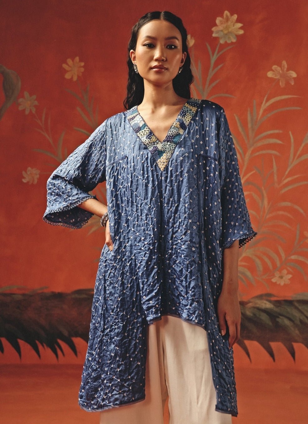 Twenty Nine Blue And Ivory Bandhani Kurta PalazzoFabilicious Fashion