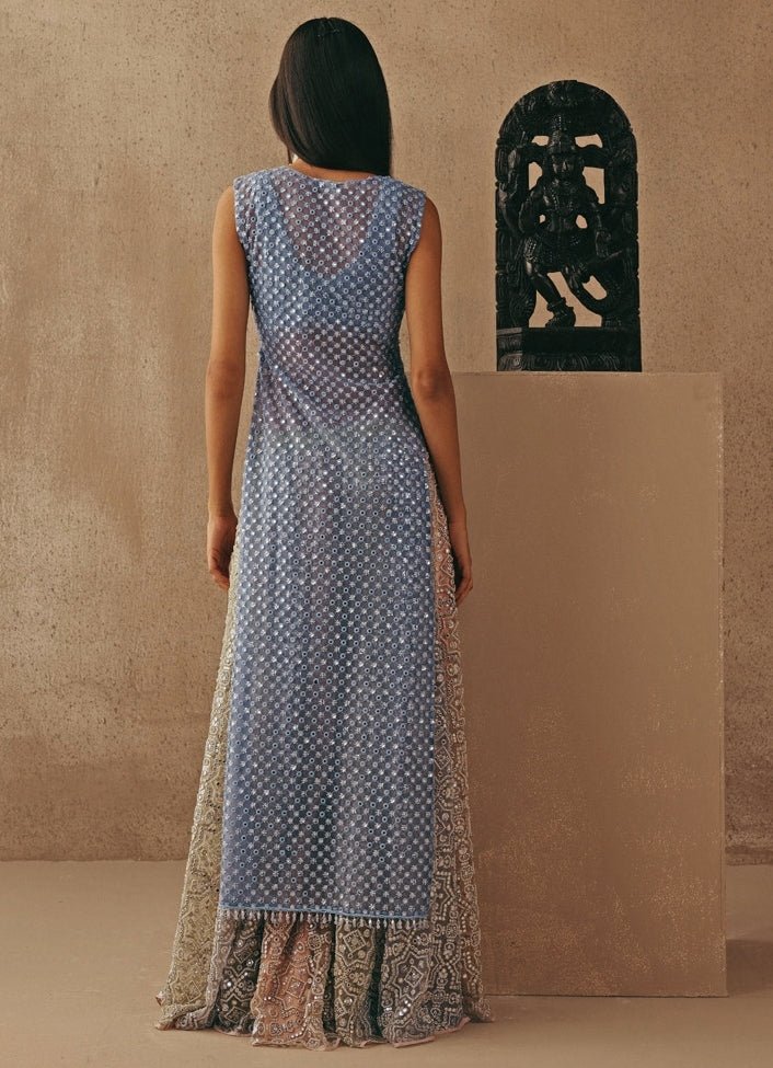Blue And Multicolour Sharara Lehenga With Jacket Twenty Nine - Fabilicious Fashion