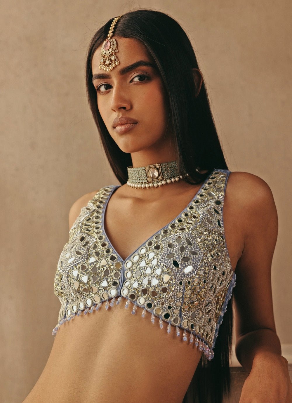 Blue And Multicolour Sharara Lehenga With Jacket Twenty Nine - Fabilicious Fashion