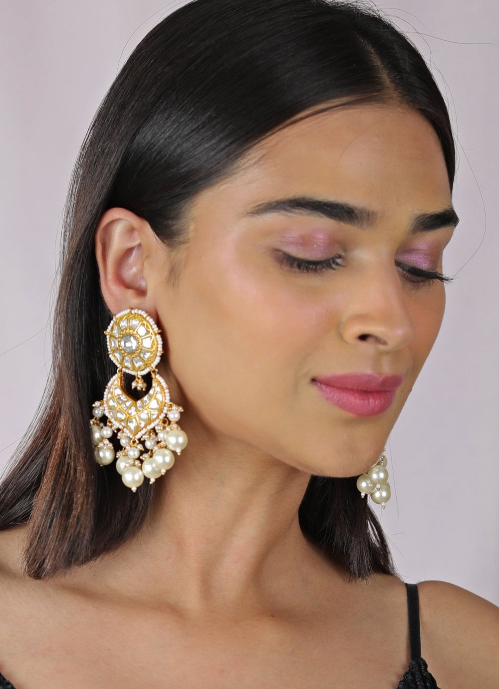 Blue and Pearl Stone Gold Plated Kundan Choker Set Riana by Shikha Jindal - Fabilicious Fashion