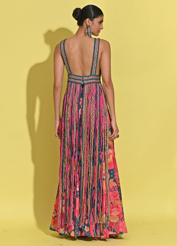 Rishi And Vibhuti Blue And Pink Crepe Pants SetFabilicious Fashion