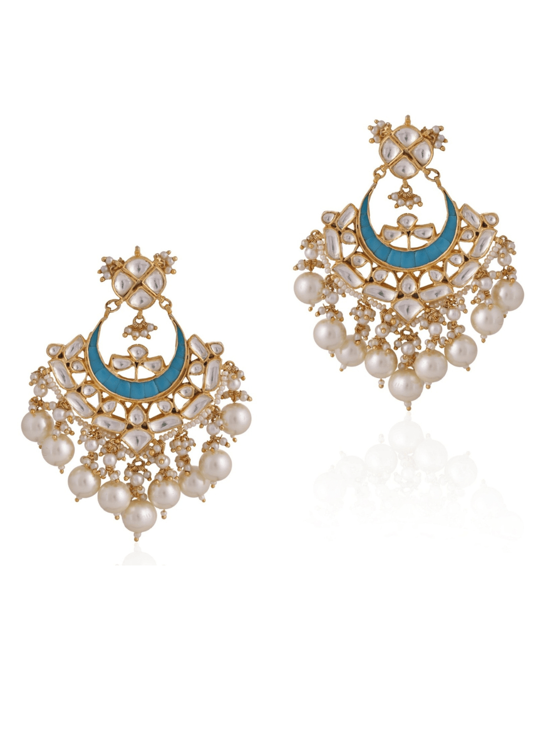 Blue And White Beaded Contemporary Earrings Riana by Shikha Jindal - Fabilicious Fashion