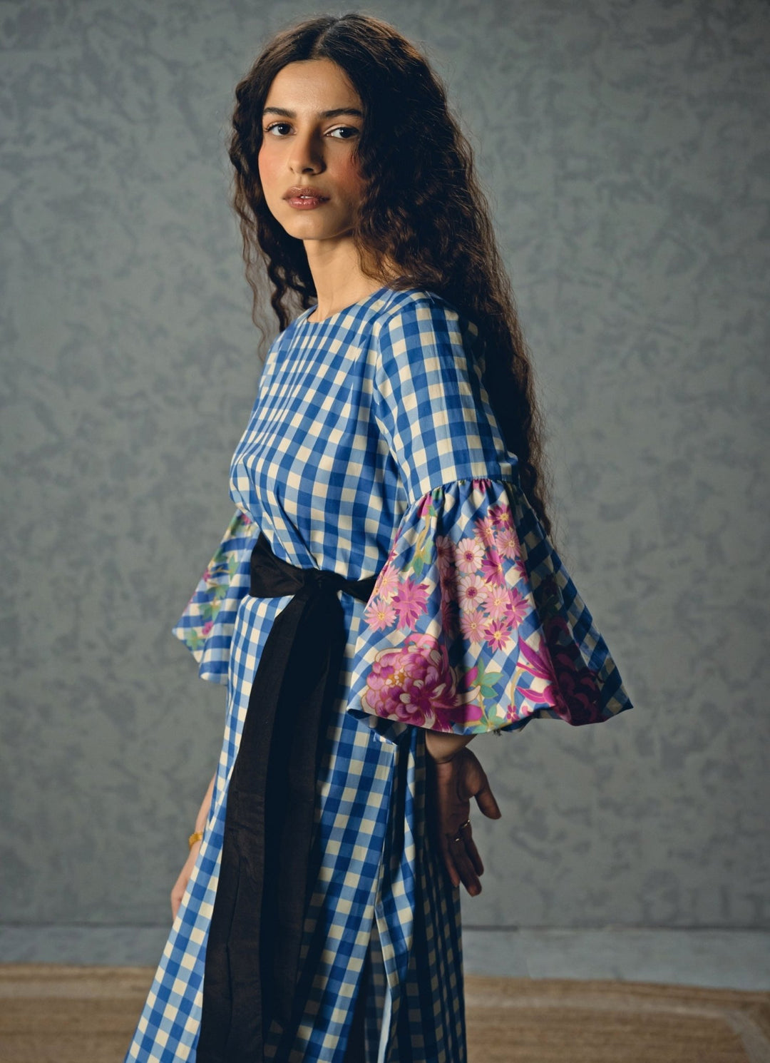 Blue And White Cotton Checked Dress Paulmi and Harsh X Ease - Fabilicious Fashion