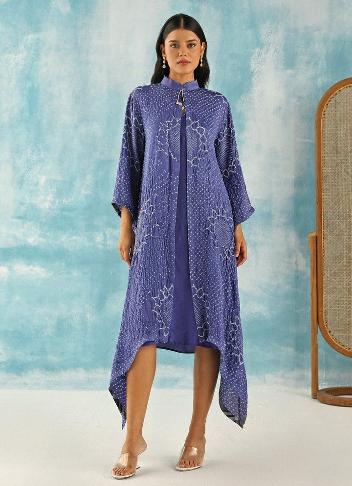Twenty Nine Blue Asymmetric Mirrorwork Bandhani DressFabilicious Fashion