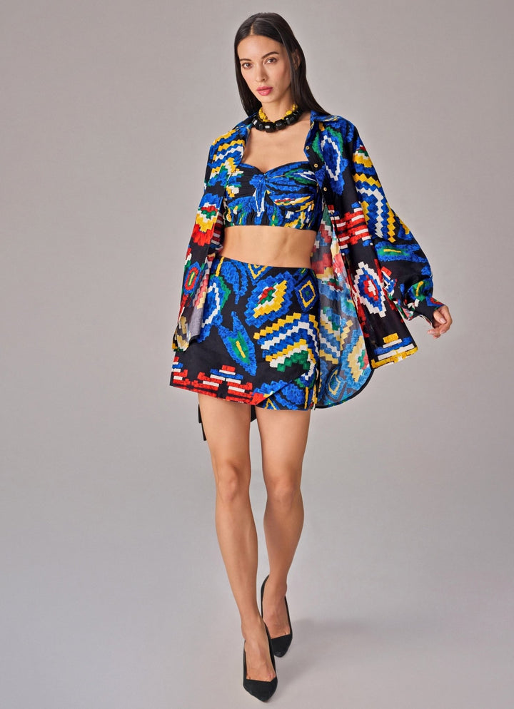 Saaksha &amp; Kinni Blue Aztec Print Multicolour Co Ord SetFabilicious Fashion