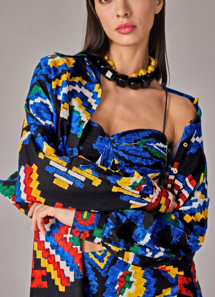 Saaksha &amp; Kinni Blue Aztec Print Multicolour Co Ord SetFabilicious Fashion