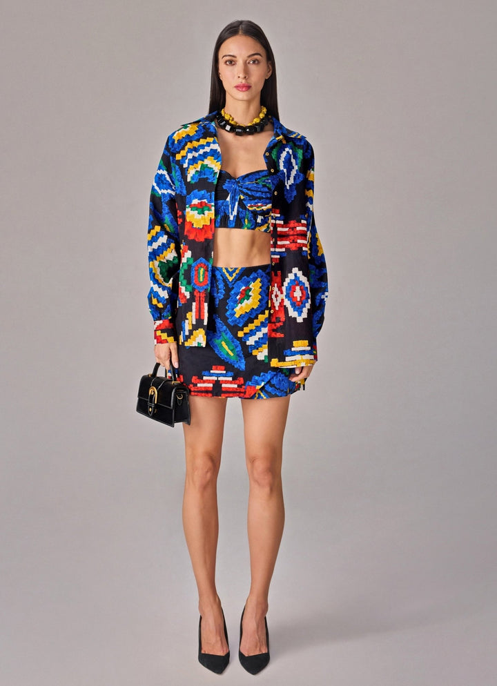 Saaksha &amp; Kinni Blue Aztec Print Multicolour Co Ord SetFabilicious Fashion