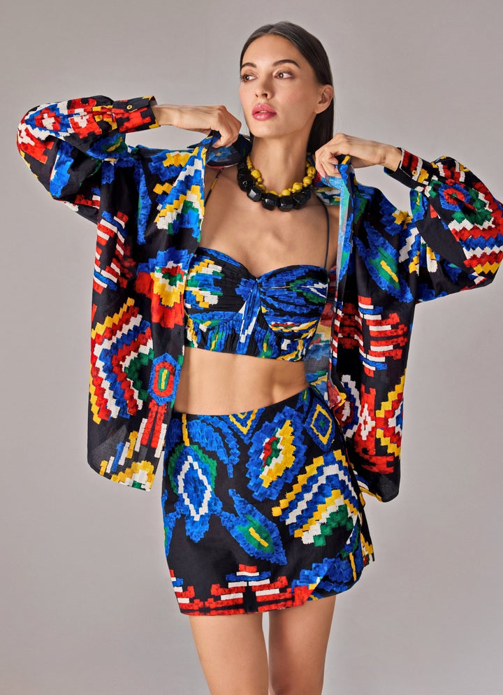 Saaksha &amp; Kinni Blue Aztec Print Multicolour Co Ord SetFabilicious Fashion