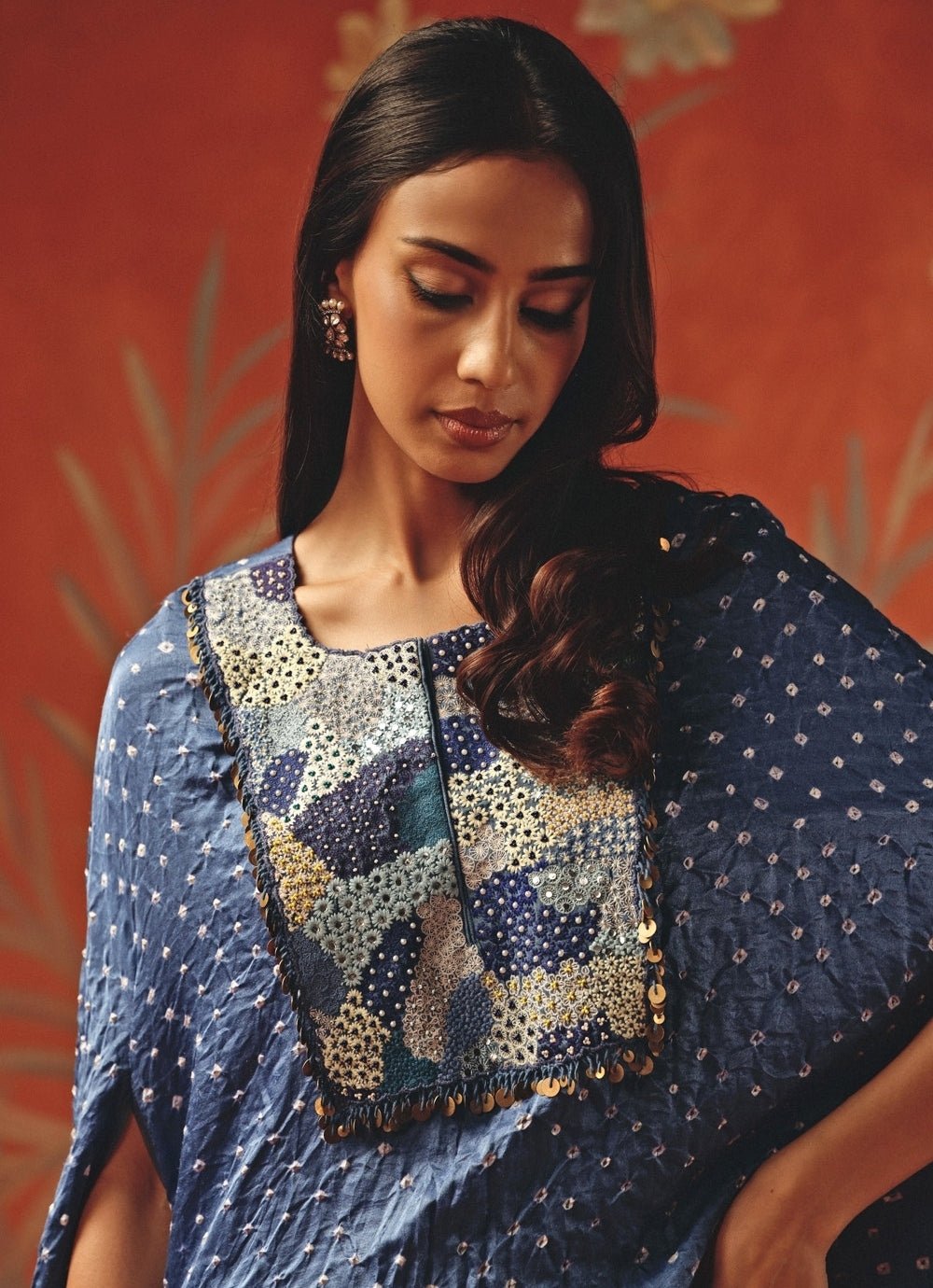 Twenty Nine Blue Bandhani Cape With PantsFabilicious Fashion