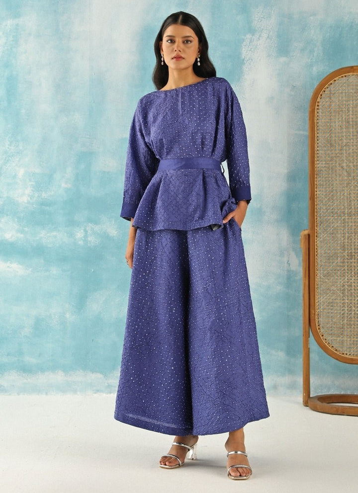Twenty Nine Blue Bandhani Kaftan Top With SkirtFabilicious Fashion