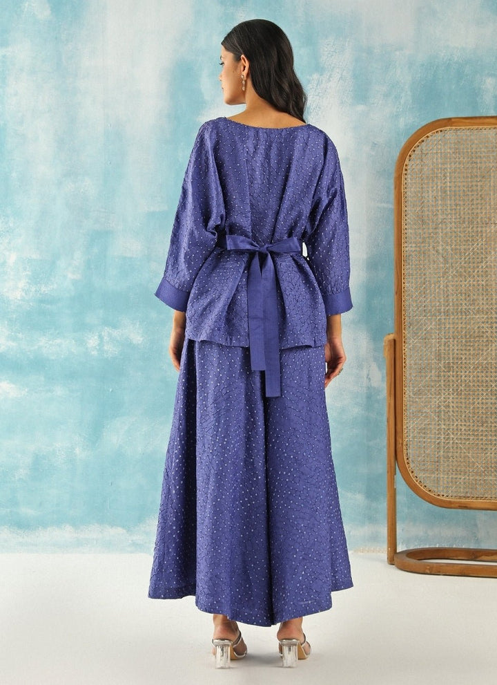 Twenty Nine Blue Bandhani Kaftan Top With SkirtFabilicious Fashion