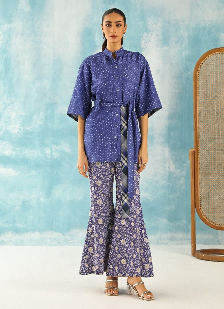 Twenty Nine Blue Bandhani Peplum Top With PantsFabilicious Fashion