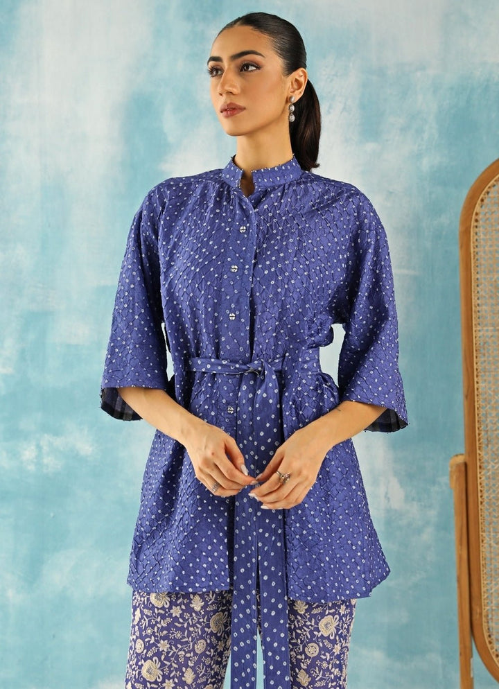 Twenty Nine Blue Bandhani Peplum Top With PantsFabilicious Fashion