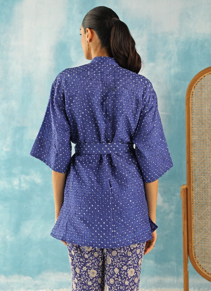 Twenty Nine Blue Bandhani Peplum Top With PantsFabilicious Fashion