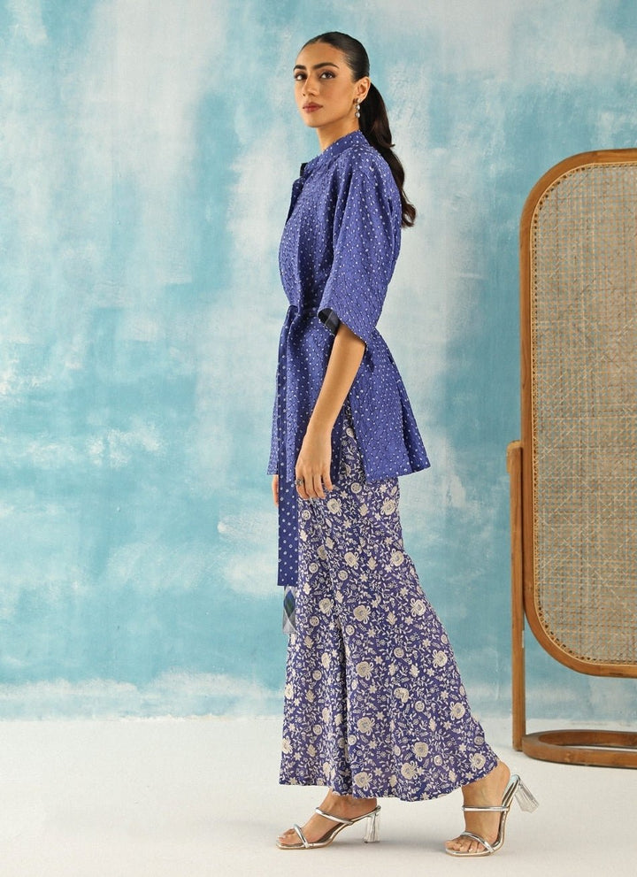 Twenty Nine Blue Bandhani Peplum Top With PantsFabilicious Fashion