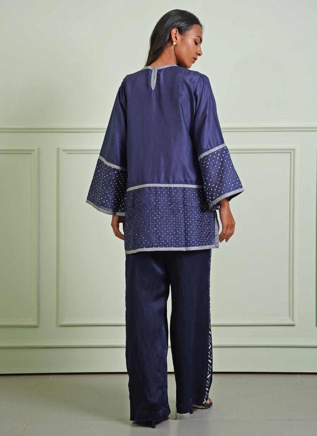 Twenty Nine Blue Bandhani Top With Mirrorwork PalazzoFabilicious Fashion