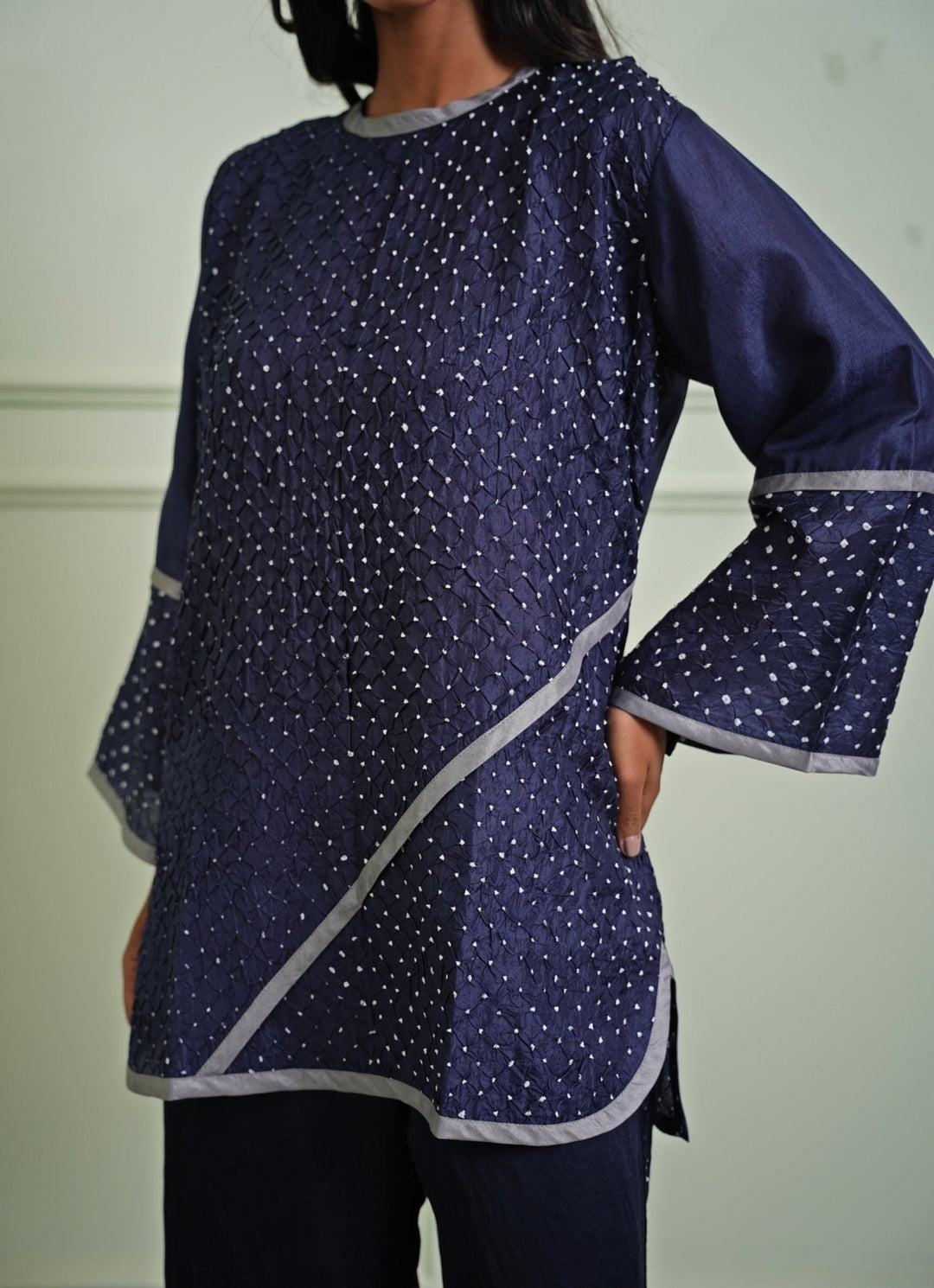 Twenty Nine Blue Bandhani Top With Mirrorwork PalazzoFabilicious Fashion
