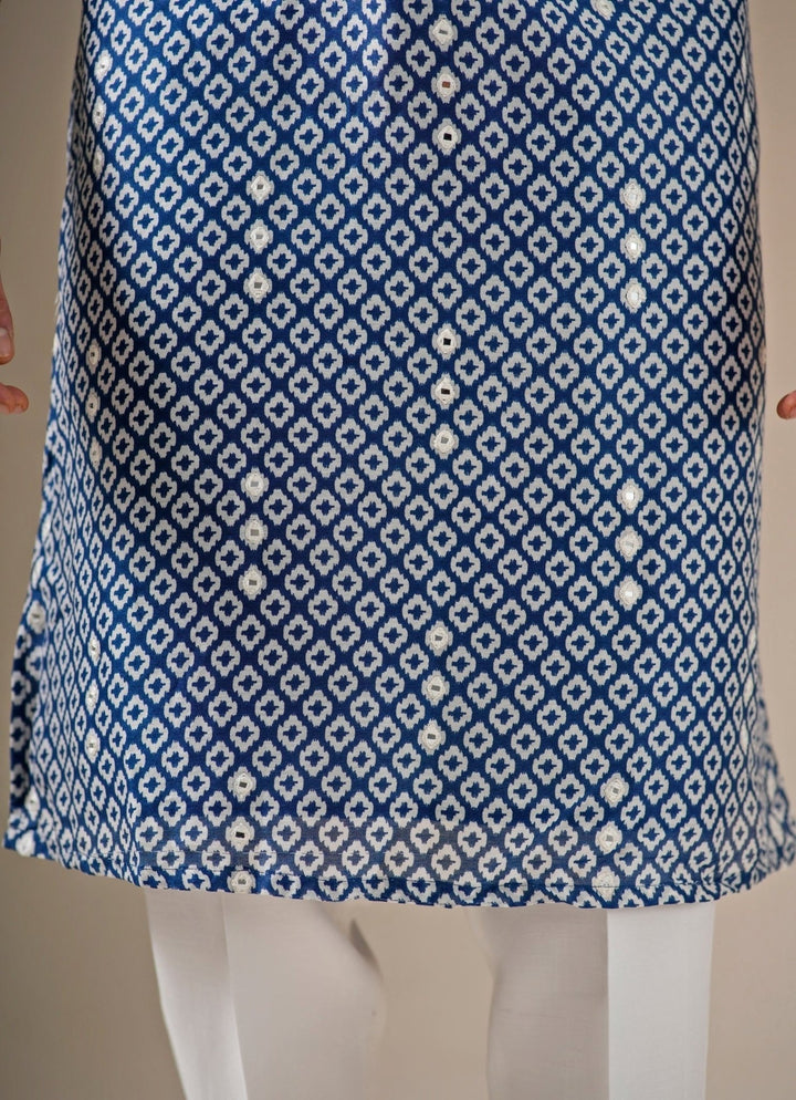 Darzi House Blue Chanderi Cotton Kurta SetFabilicious Fashion