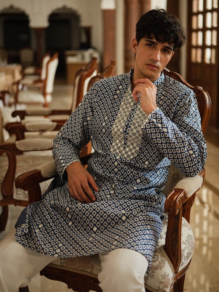 Darzi House Blue Chanderi Cotton Kurta SetFabilicious Fashion
