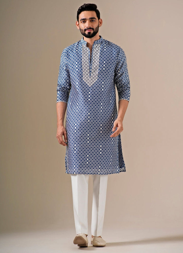 Darzi House Blue Chanderi Cotton Kurta SetFabilicious Fashion