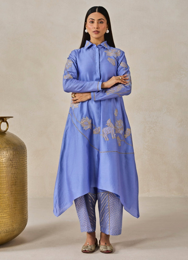 Blue Chanderi Kurta Salwar Set Nitika Gujral - Fabilicious Fashion