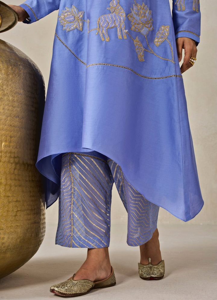 Blue Chanderi Kurta Salwar Set Nitika Gujral - Fabilicious Fashion