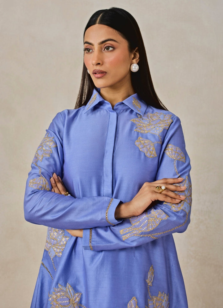 Blue Chanderi Kurta Salwar Set Nitika Gujral - Fabilicious Fashion