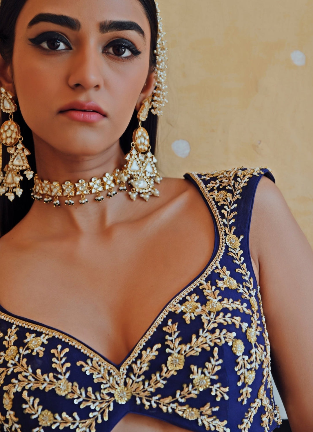 Blue Crepe Embroidered Lehenga Set Ease - Fabilicious Fashion