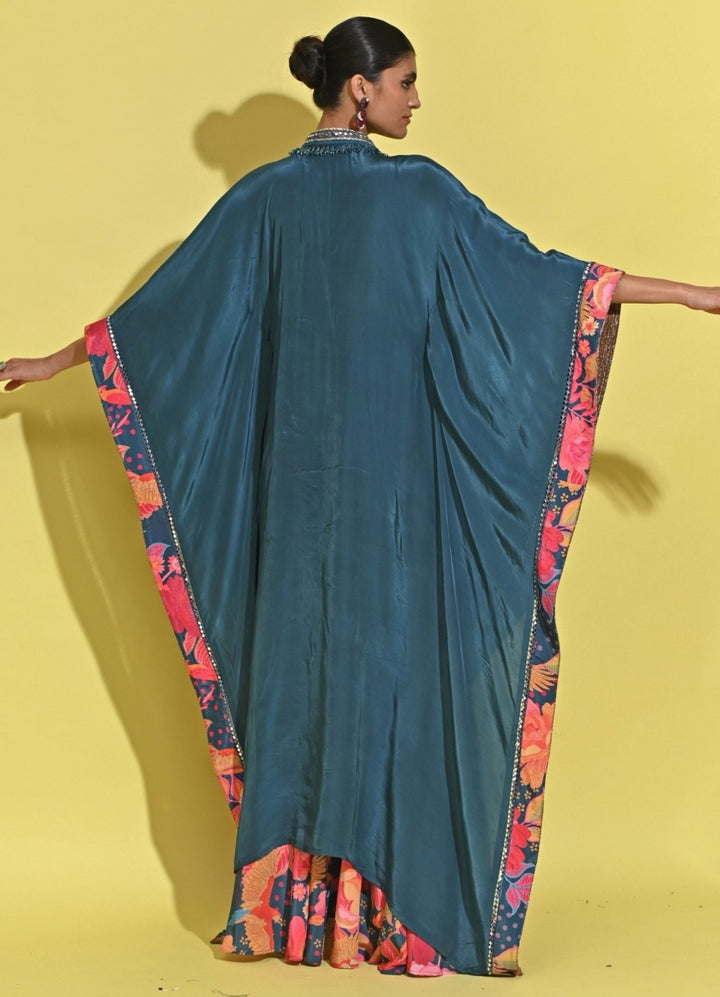 Rishi And Vibhuti Blue Crepe Kaftan Pants SetFabilicious Fashion
