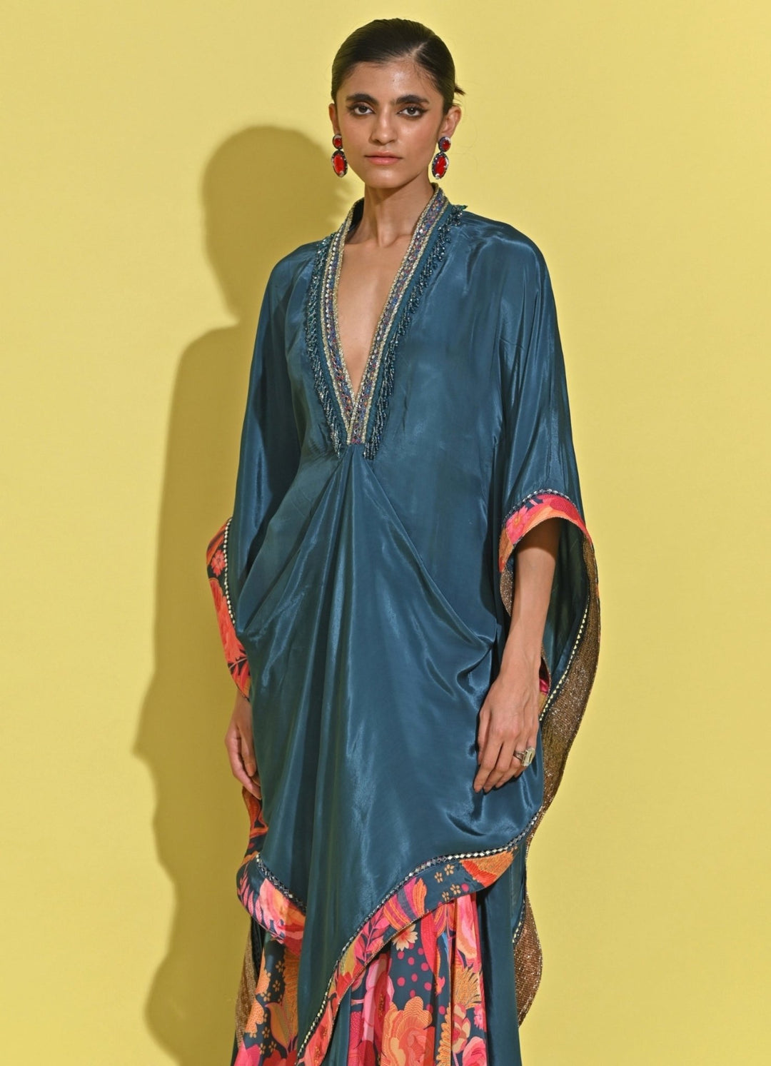 Rishi And Vibhuti Blue Crepe Kaftan Pants SetFabilicious Fashion