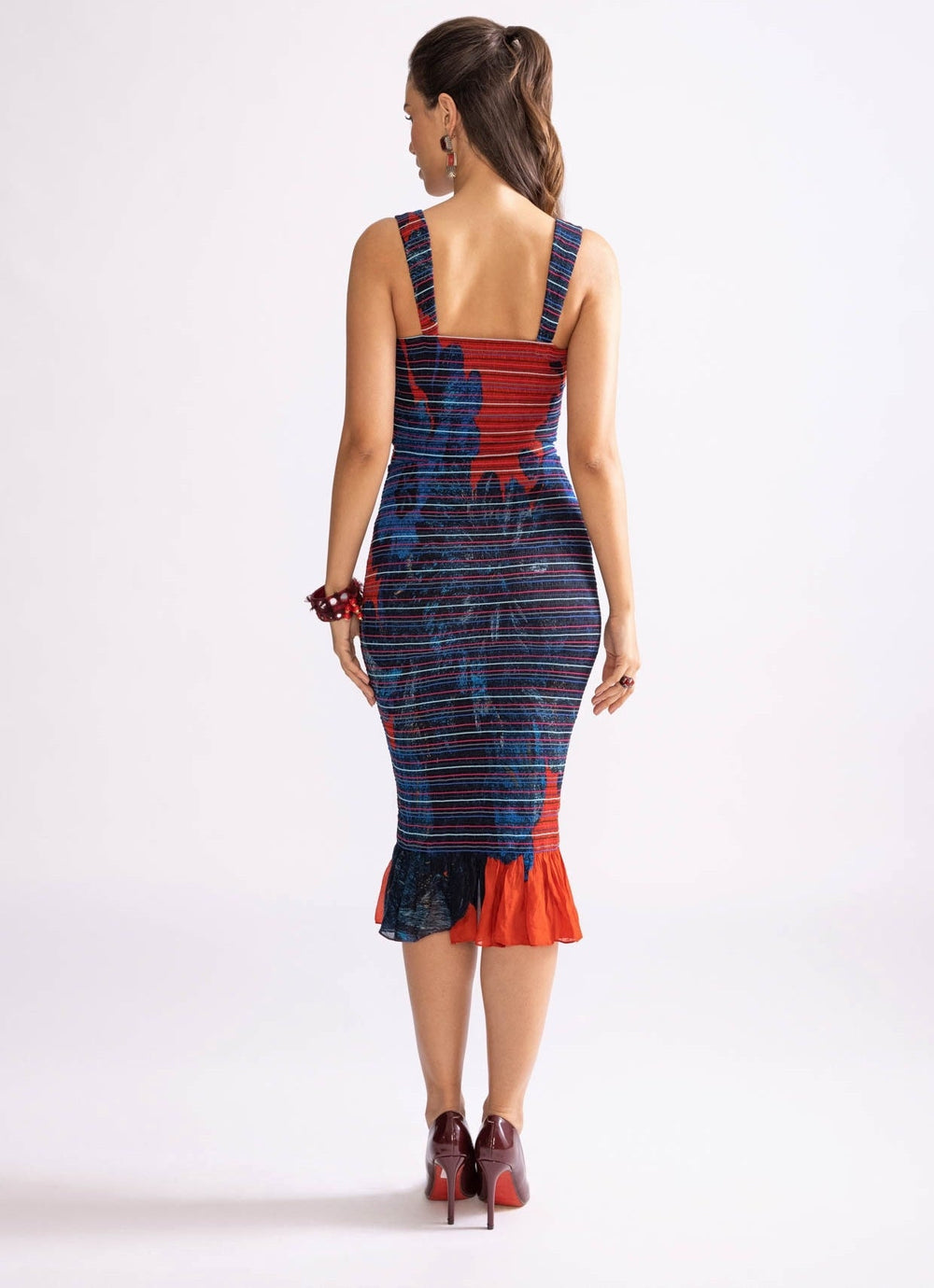 Blue Daisy Print Bodycon Dress Saaksha & Kinni - Fabilicious Fashion