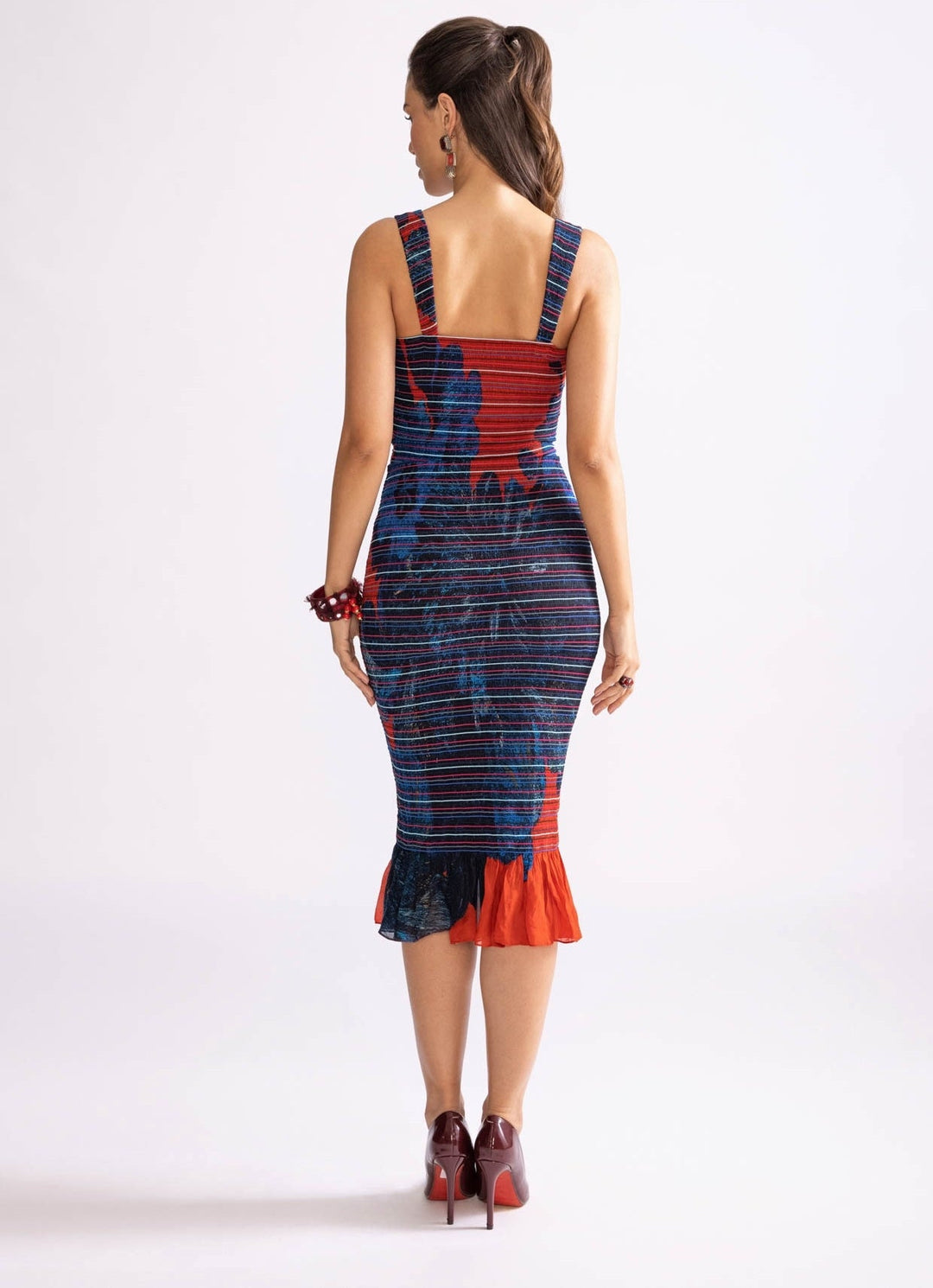 Blue Daisy Print Bodycon Dress Saaksha & Kinni - Fabilicious Fashion