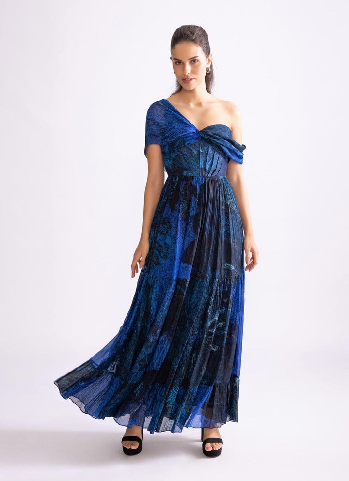 Blue Daisy Print Dress Saaksha & Kinni - Fabilicious Fashion