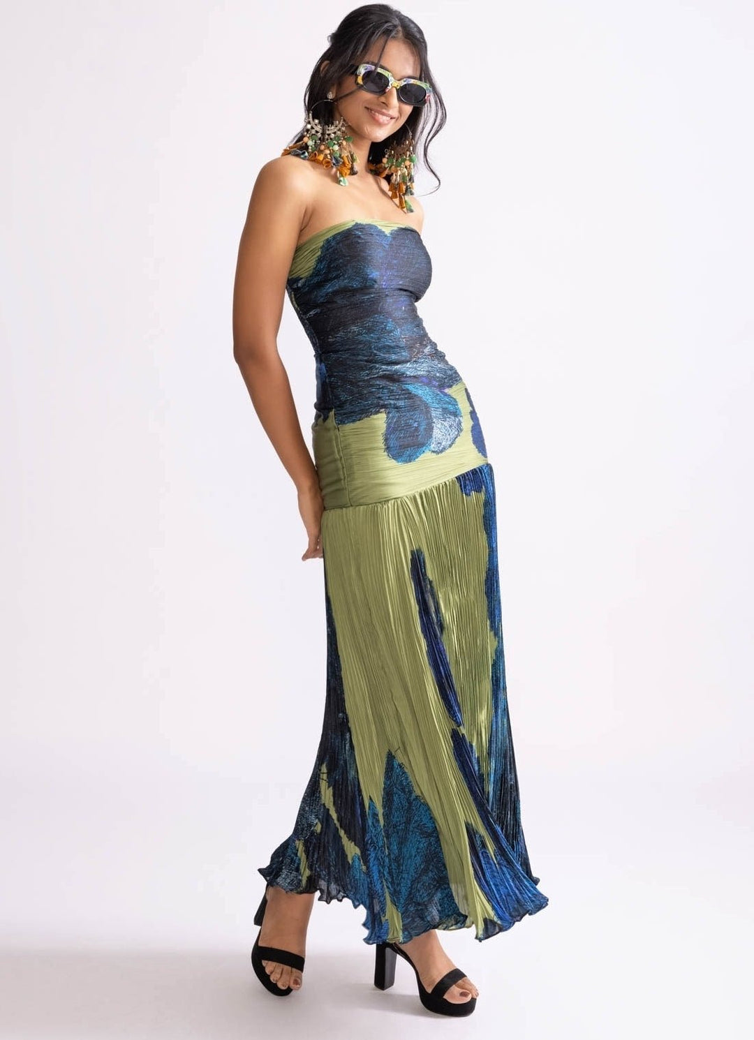 Blue Daisy Print Dress Saaksha & Kinni - Fabilicious Fashion