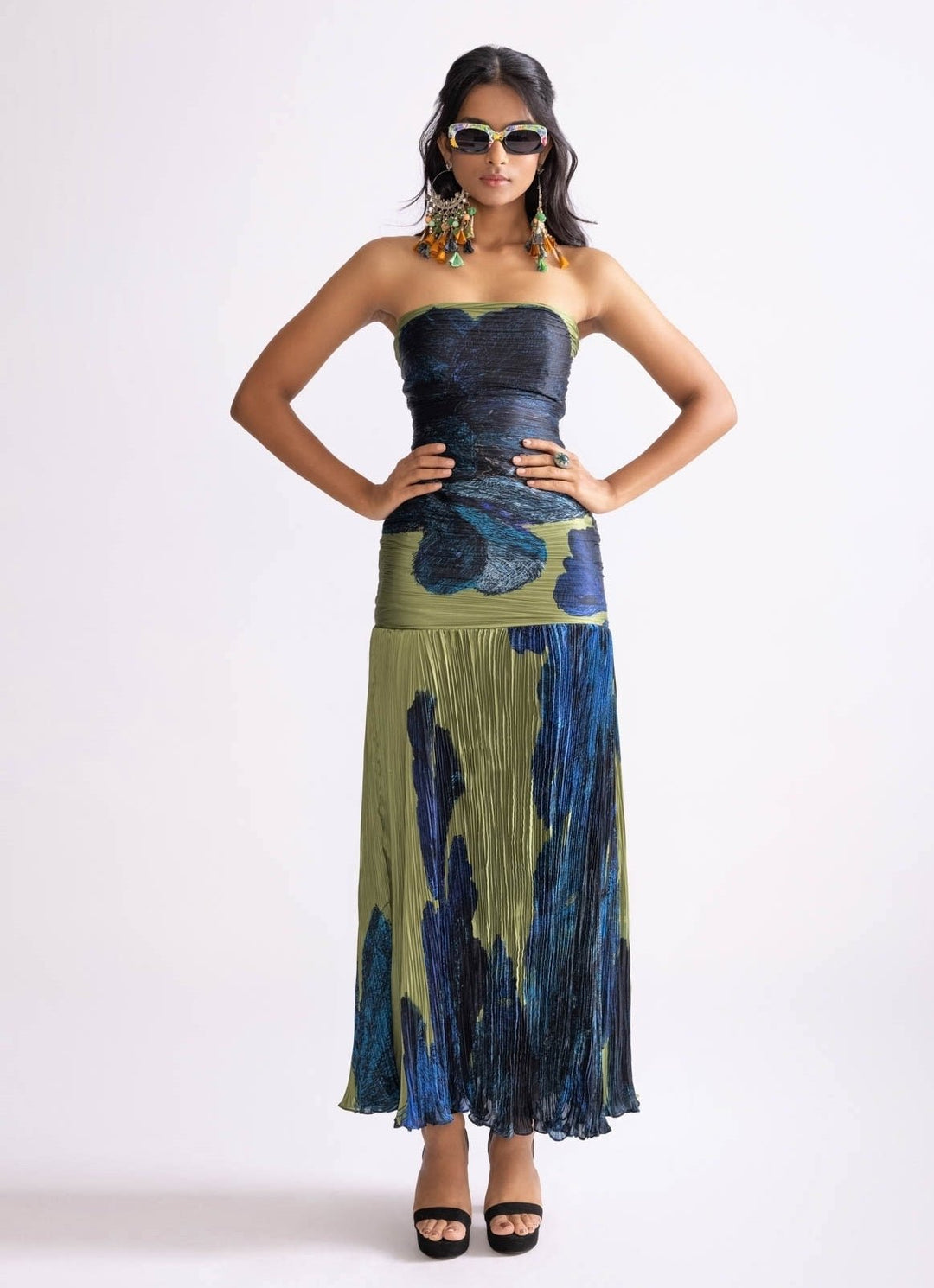 blue dress with daisy print Daisy Print Puff Sleeve Tiered Maxi Dress Charming Charlie