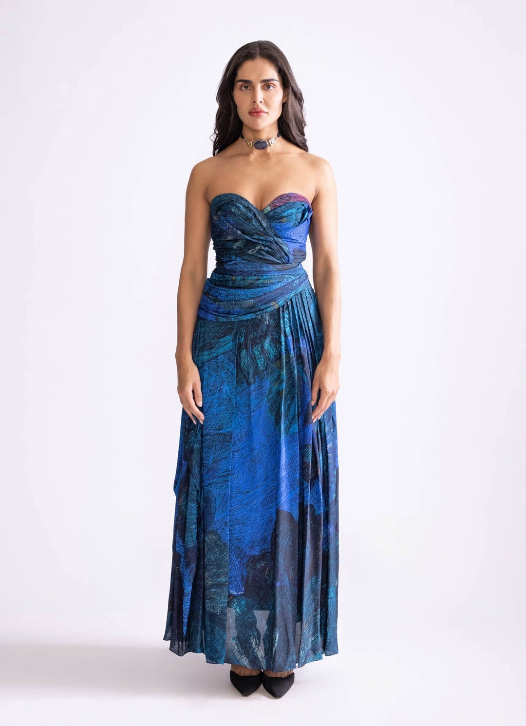 Blue Daisy Print Dress Saaksha & Kinni - Fabilicious Fashion