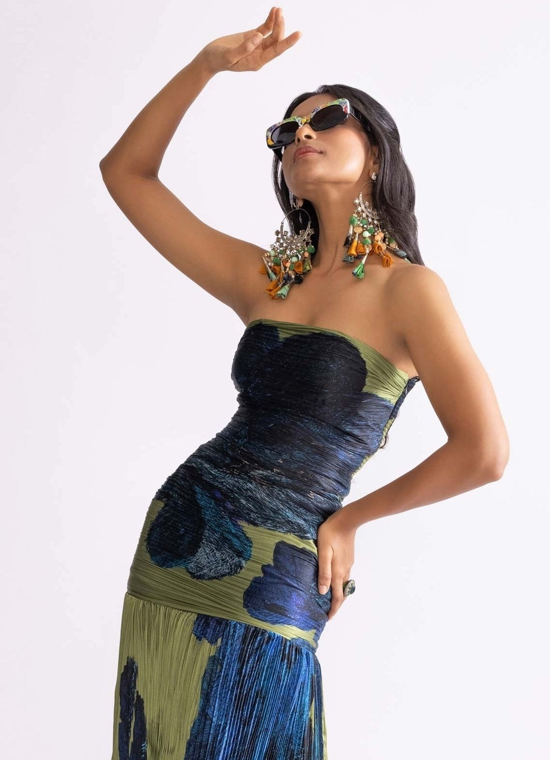 Blue Daisy Print Dress Saaksha & Kinni - Fabilicious Fashion