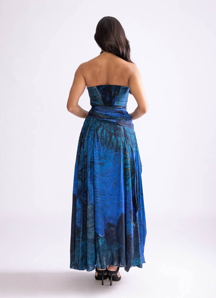 Blue Daisy Print Dress Saaksha & Kinni - Fabilicious Fashion