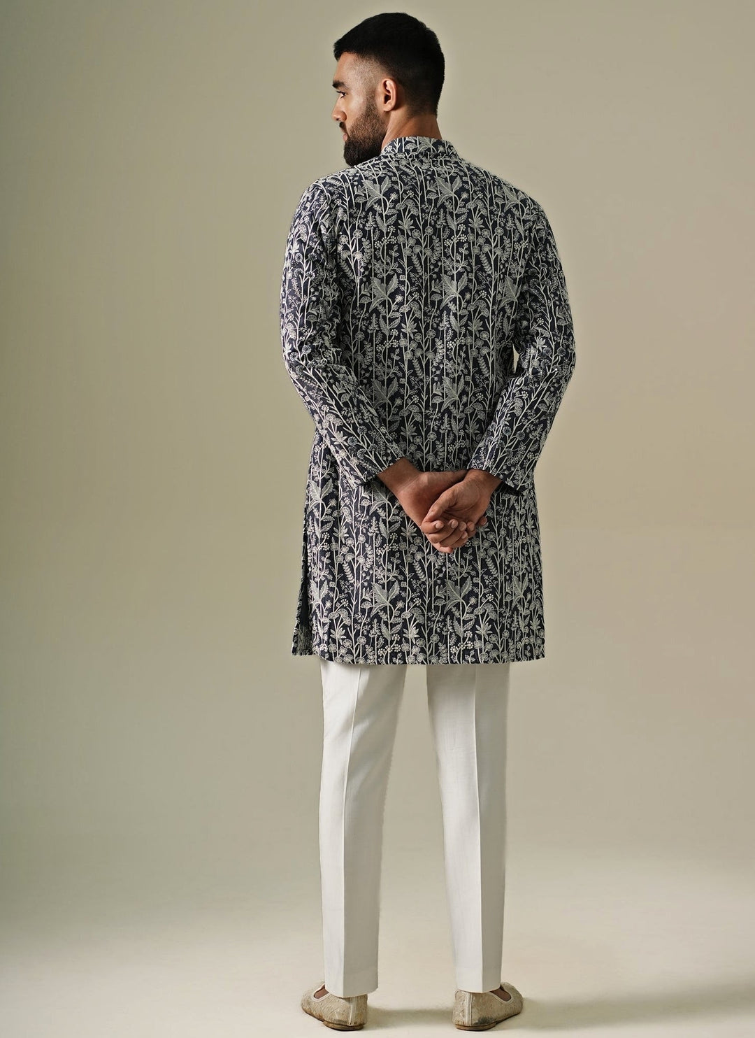 Darzi House Blue Denim Floral Kurta SetFabilicious Fashion