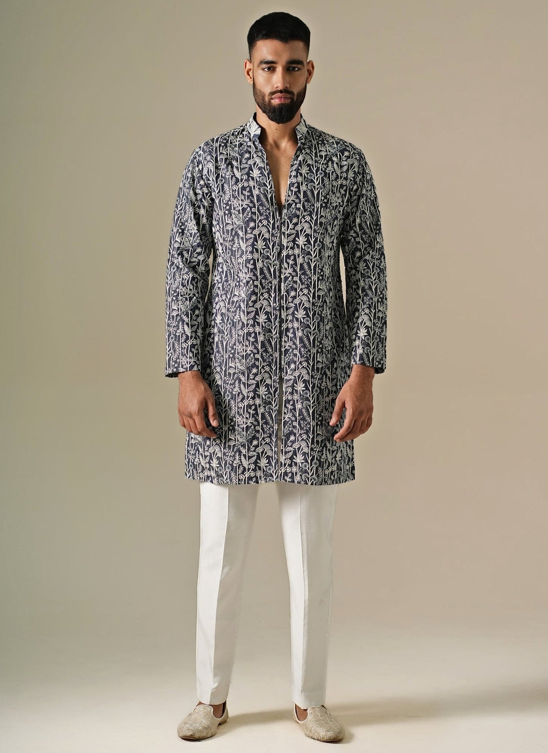 Darzi House Blue Denim Floral Kurta SetFabilicious Fashion