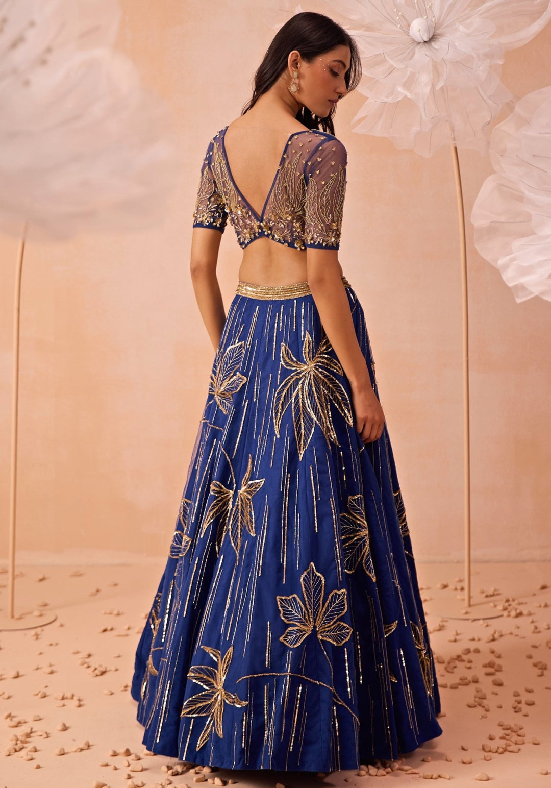 Blue Embellished Lehenga Set Parul Gandhi - Fabilicious Fashion