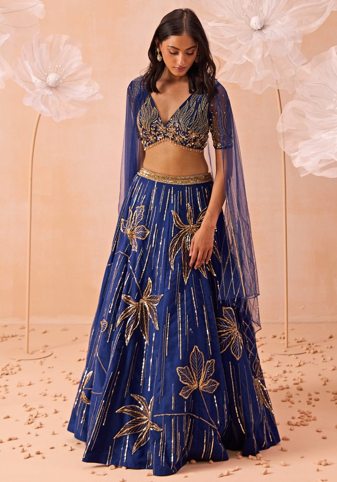 Blue Embellished Lehenga Set Parul Gandhi - Fabilicious Fashion